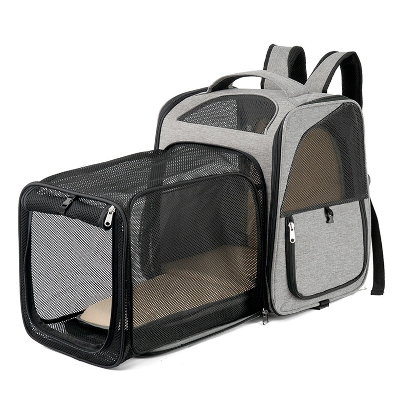 LDLC QS-099 Dual Side Expandable Breathable Mesh Design Pet Carrier Backpack Dog Cat Outdoor Carrying Bag