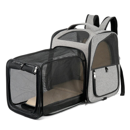LDLC QS-099 Dual Side Expandable Breathable Mesh Design Pet Carrier Backpack Dog Cat Outdoor Carrying Bag