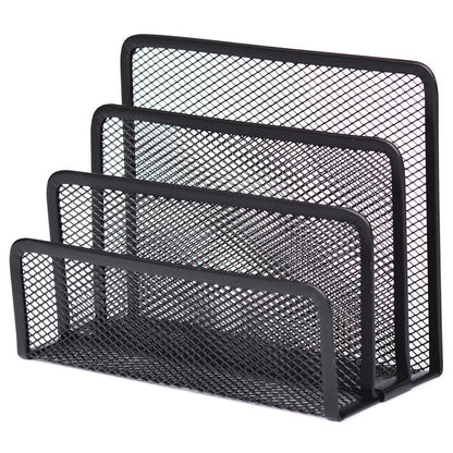 2Pcs Desk Mail Organizer Office Letter Sorter Desktop File Organizer Metal Mesh with 3 Vertical Upright Compartments