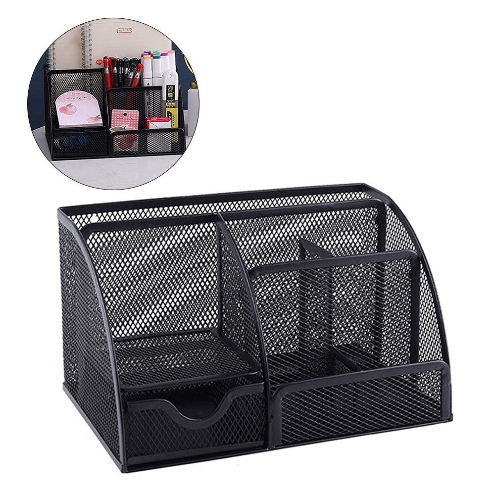 Note Paper Organizer and Pencil Holder Metal Mesh Drawer Organizer for Office Desk