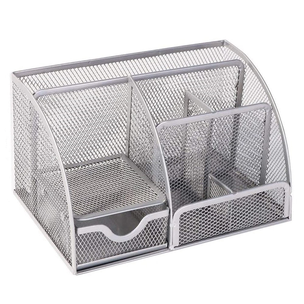 Note Paper Organizer and Pencil Holder Metal Mesh Drawer Organizer for Office Desk