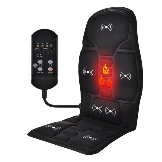 AUSHEN 7 Motor Electric Heating Vibrating Back Massager Chair Cushion Car Home Office Lumbar Neck Mattress Pain Relief Mat