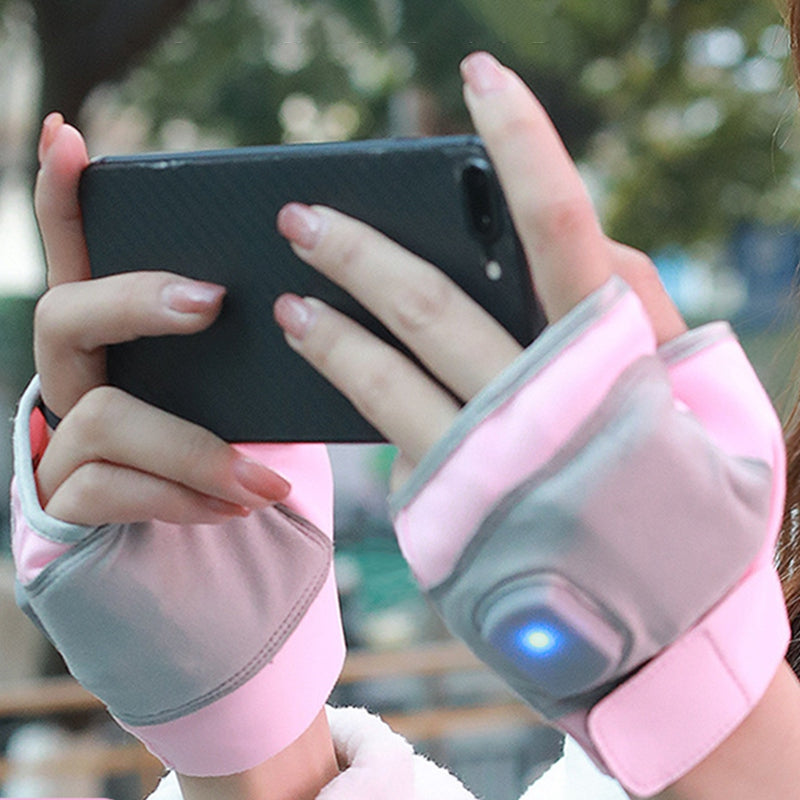 1Pair USB Hand Warmer Gloves Temperature Control Warm Hand Warmer Electric Heating Gloves for Skiing, Riding, Hiking
