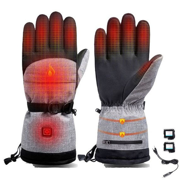 1 Pair Touch Screen Electric Thermal Gloves Winter Waterproof Heating Hand Warmer for Snowboard Cycling Ski (with Battery)