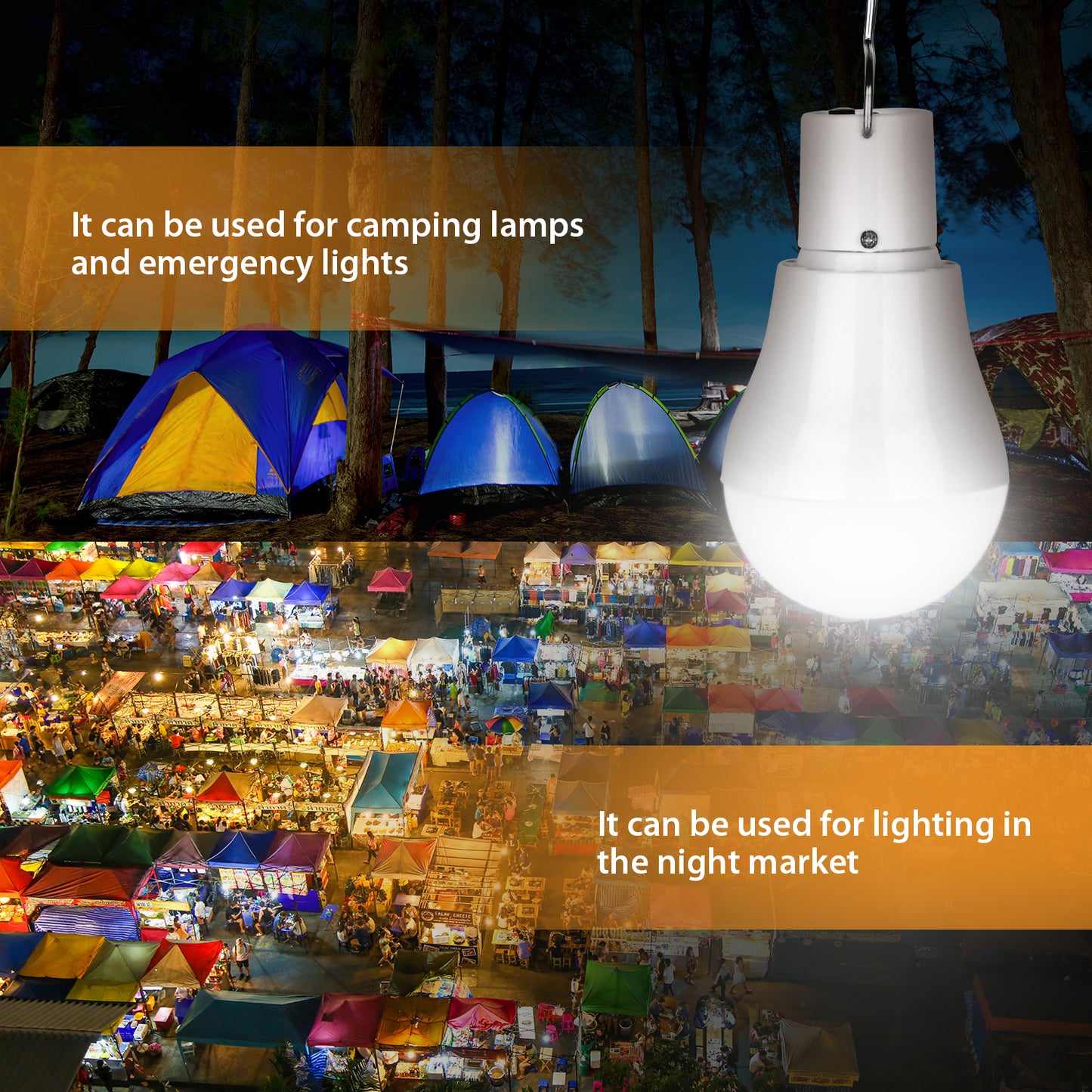 Portable Solar Powered Light Bulb for Outdoor Camping Hanging Tent Lamp