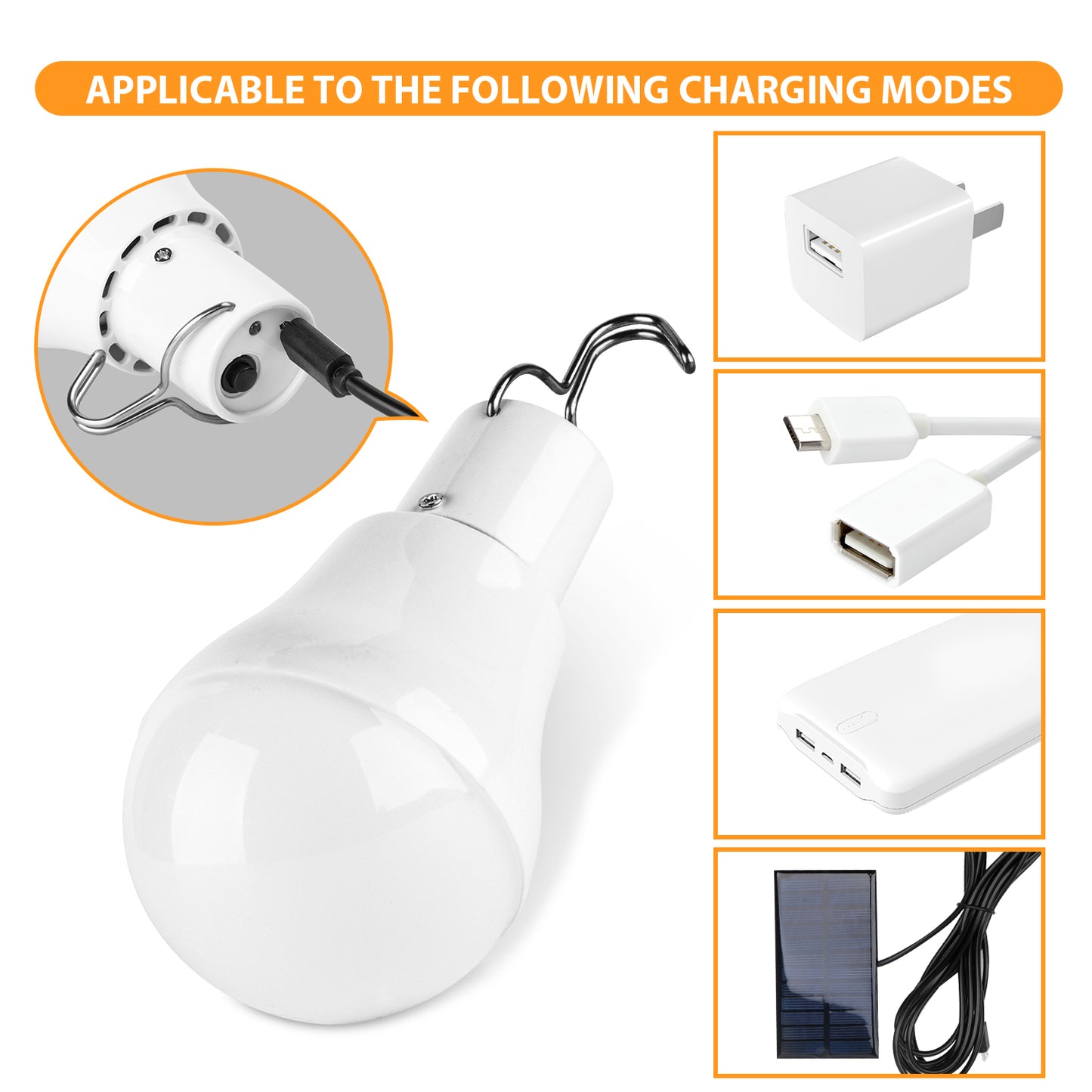 Portable Solar Powered Light Bulb for Outdoor Camping Hanging Tent Lamp