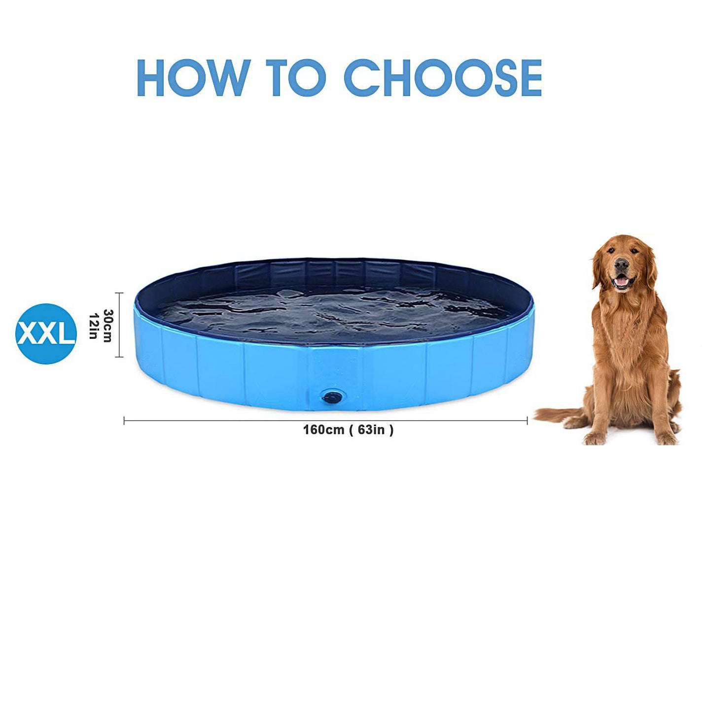 160x30cm Round Foldable Dog Pool Outdoor Indoor Portable PVC Pet Dog Swimming Tub Bath Pool