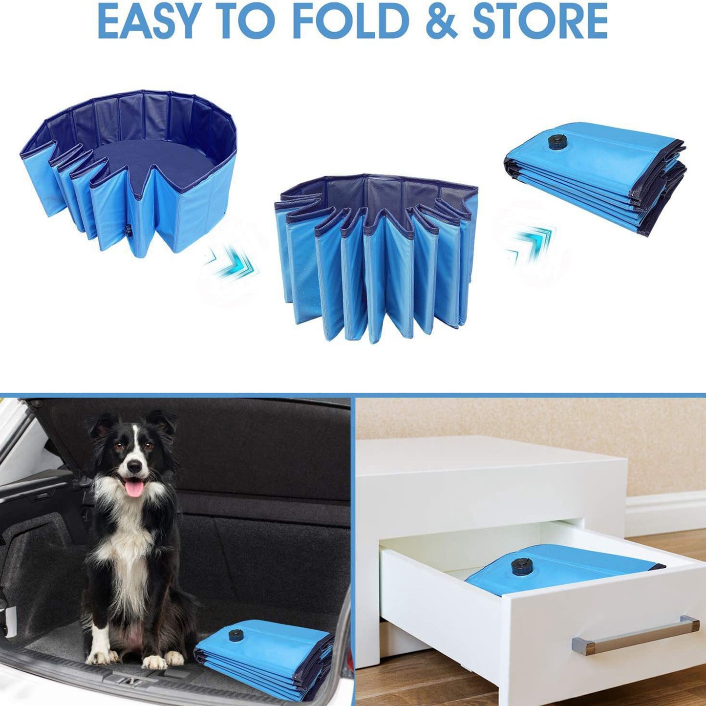160x30cm Round Foldable Dog Pool Outdoor Indoor Portable PVC Pet Dog Swimming Tub Bath Pool