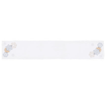 2022Sa30 182x33cm Christmas Snowflake Pattern Plush Tablecloth Washable Rectangle Table Cloth for Party Holiday Decoration
