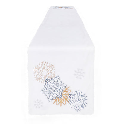 2022Sa30 182x33cm Christmas Snowflake Pattern Plush Tablecloth Washable Rectangle Table Cloth for Party Holiday Decoration