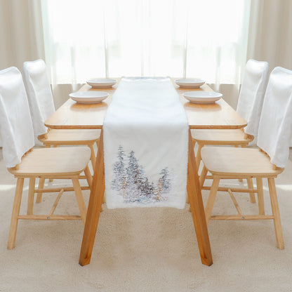 2022Sa31 182x33cm Nordic Style Table Cloth Christmas Tree Pattern Tablecloth Rectangle Table Mat for Home Office Hotel