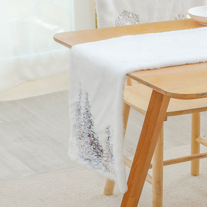 2022Sa31 182x33cm Nordic Style Table Cloth Christmas Tree Pattern Tablecloth Rectangle Table Mat for Home Office Hotel