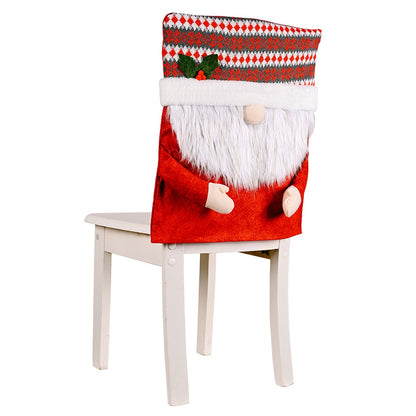 Long Beard Gnome Christmas Style Chair Back Cover Xmas New Year Festival Home Decoration