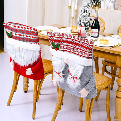 Long Beard Gnome Christmas Style Chair Back Cover Xmas New Year Festival Home Decoration