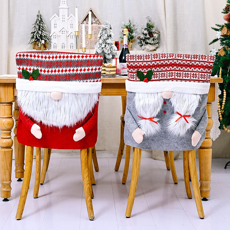 Long Beard Gnome Christmas Style Chair Back Cover Xmas New Year Festival Home Decoration