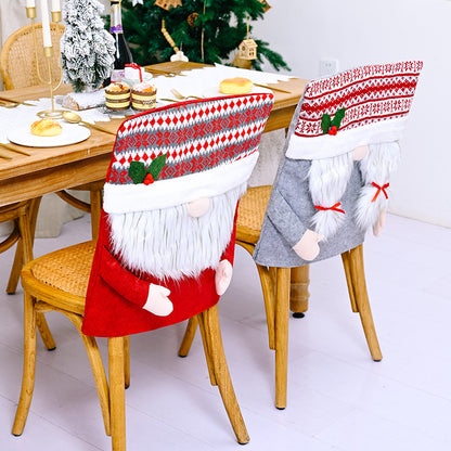 Long Beard Gnome Christmas Style Chair Back Cover Xmas New Year Festival Home Decoration