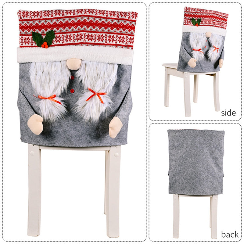 Long Beard Gnome Christmas Style Chair Back Cover Xmas New Year Festival Home Decoration