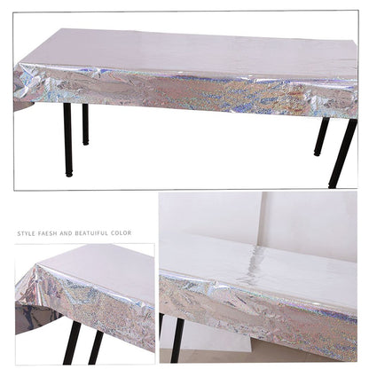1*2.7m Laser Glitter Foil Rectangular Tablecloth for Birthday Wedding Baby Show Anniversary Christmas Party Decoration