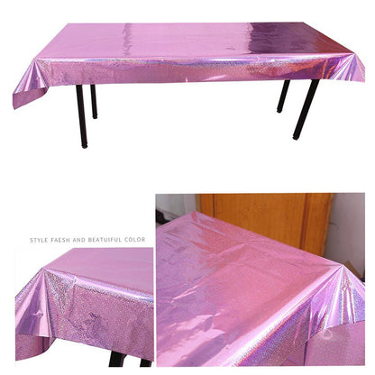 1*2.7m Laser Glitter Foil Rectangular Tablecloth for Birthday Wedding Baby Show Anniversary Christmas Party Decoration