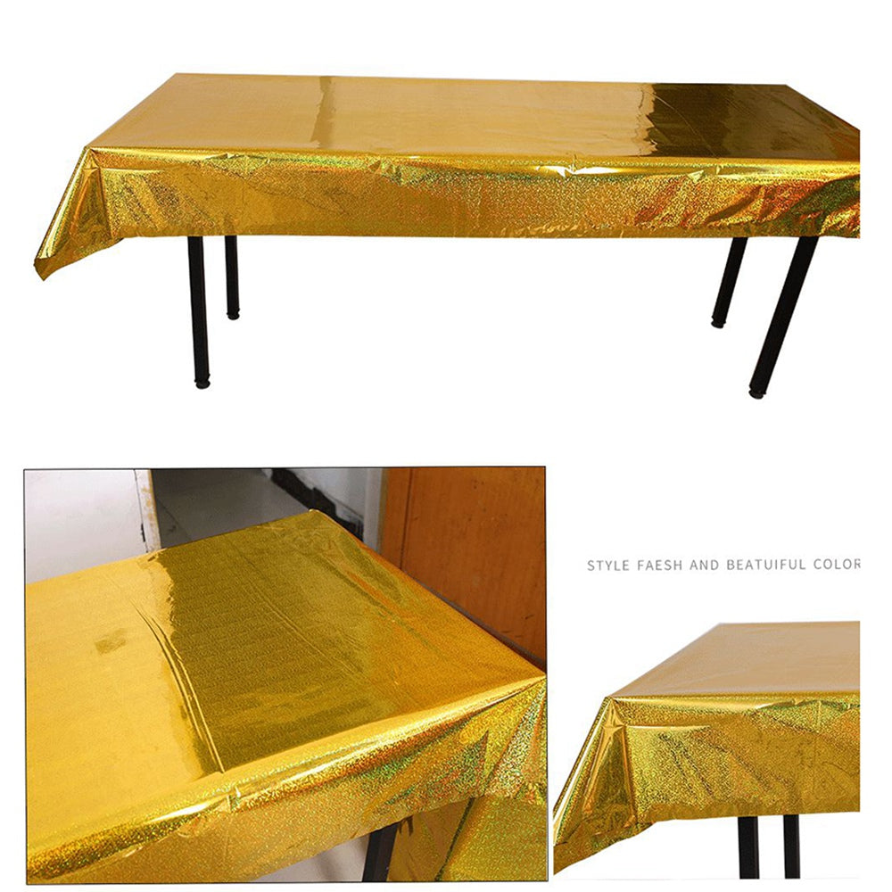 1*2.7m Laser Glitter Foil Rectangular Tablecloth for Birthday Wedding Baby Show Anniversary Christmas Party Decoration