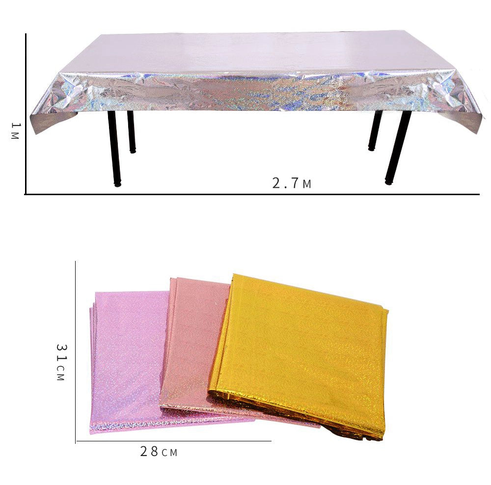 1*2.7m Laser Glitter Foil Rectangular Tablecloth for Birthday Wedding Baby Show Anniversary Christmas Party Decoration