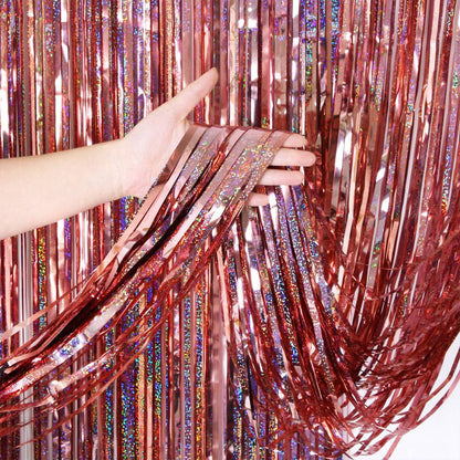 1m*2m Laser Fringe Curtain Metallic Door Streamers Holidays Christmas Party Decoration Photo Backdrop