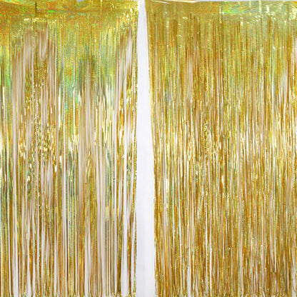 1m*2m Laser Fringe Curtain Metallic Door Streamers Holidays Christmas Party Decoration Photo Backdrop