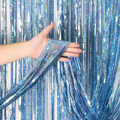 1m*2m Laser Fringe Curtain Metallic Door Streamers Holidays Christmas Party Decoration Photo Backdrop