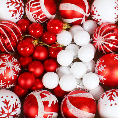 052405 44Pcs / Set Mixed Ball Ornament Christmas Decoration Round Ball Christmas Tree Hanging Ornament