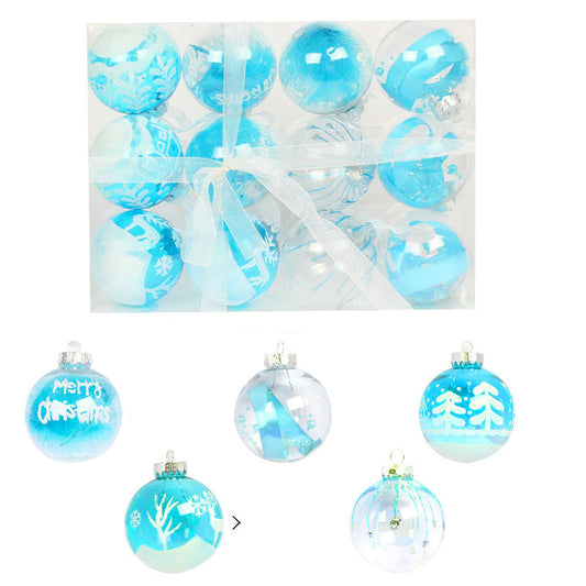 12Pcs / Set 8cm Transparent PET Ball Ornament Xmas Home Party Decoration Christmas Tree Hanging Ornament