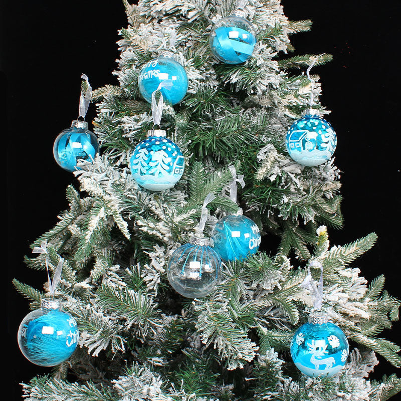 12Pcs / Set 8cm Transparent PET Ball Ornament Xmas Home Party Decoration Christmas Tree Hanging Ornament