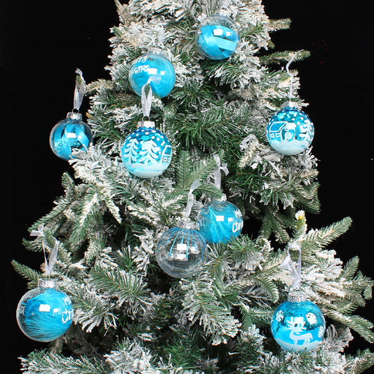 12Pcs / Set 8cm Transparent PET Ball Ornament Xmas Home Party Decoration Christmas Tree Hanging Ornament