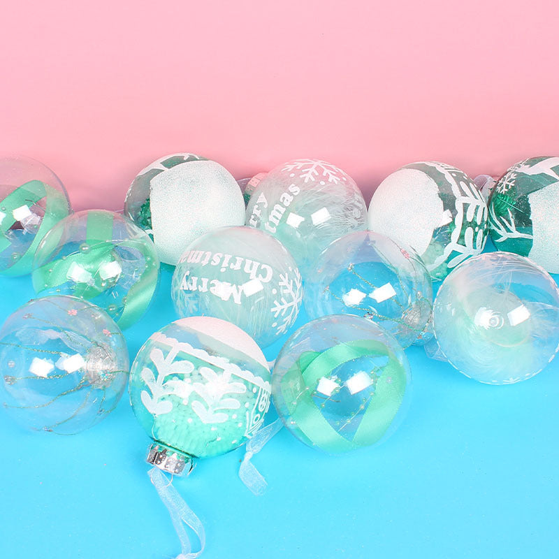 12Pcs / Set 8cm Transparent PET Ball Ornament Xmas Home Party Decoration Christmas Tree Hanging Ornament