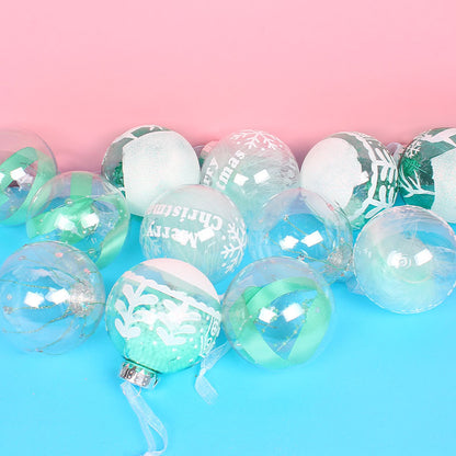12Pcs / Set 8cm Transparent PET Ball Ornament Xmas Home Party Decoration Christmas Tree Hanging Ornament