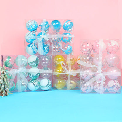 12Pcs / Set 8cm Transparent PET Ball Ornament Xmas Home Party Decoration Christmas Tree Hanging Ornament