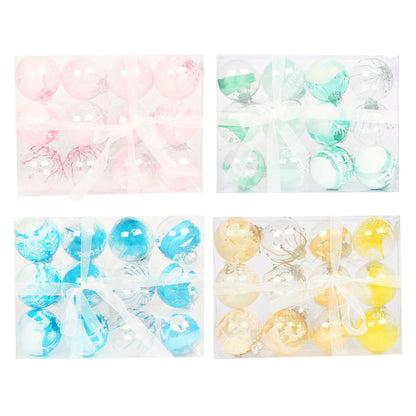 12Pcs / Set 8cm Transparent PET Ball Ornament Xmas Home Party Decoration Christmas Tree Hanging Ornament