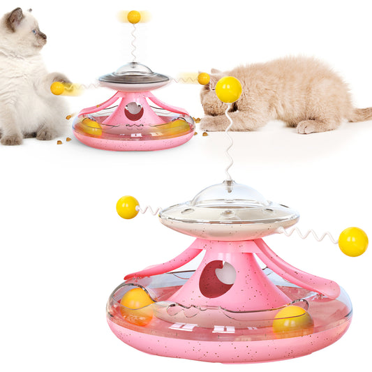 MZP-01 Cat Turntable Leaking Food Toy Pet Toy Funny Cat Stick Cat Feeding Roller Turntable (FDA Certified, BPA Free)