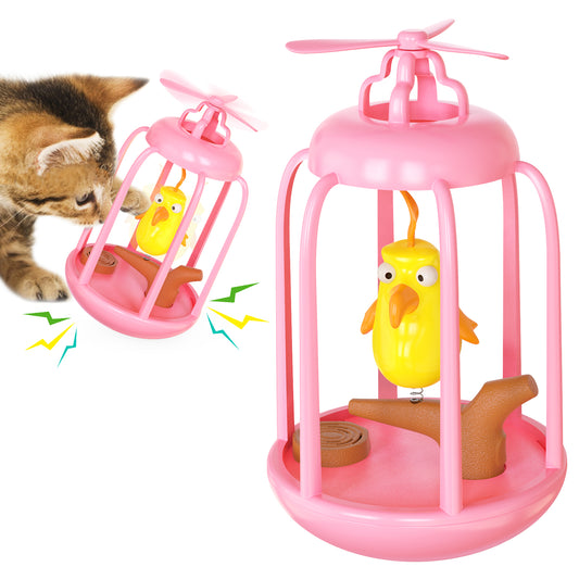 NL-01 Windmill Turntable Sounding Bird Cage Pet Cat Toy Swinging Bird  Funny Cat Playing Toy