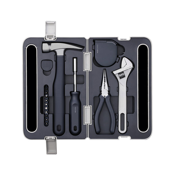 XIAOMIYOUPIN HOTO Household Manual Tool Set with Wrench, Pliers, Hammer, Tape Ruler, Screwdriver, Screwdriver Bits 6-in-1 Multifunction Tools Kit
