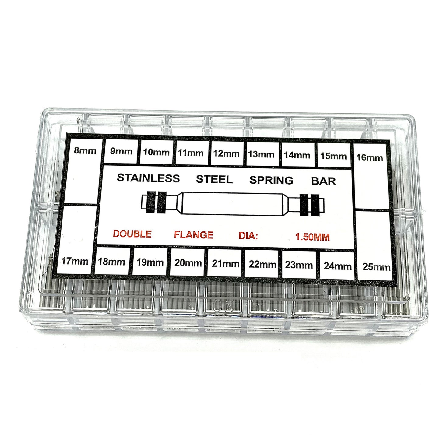 144Pcs / Set Watch Band Stainless Steel Link Pins, Professional Spring Bars Smart Watch Replacement Parts with Plastic Box (8-25mm)