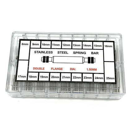 144Pcs / Set Watch Band Stainless Steel Link Pins, Professional Spring Bars Smart Watch Replacement Parts with Plastic Box (8-25mm)