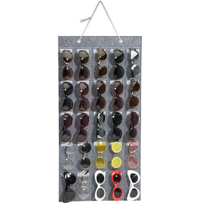 25 Slots Wall Hanging Felt Sunglasses Holder Bag Eyeglasses Storage Pouch Organizer, Style B