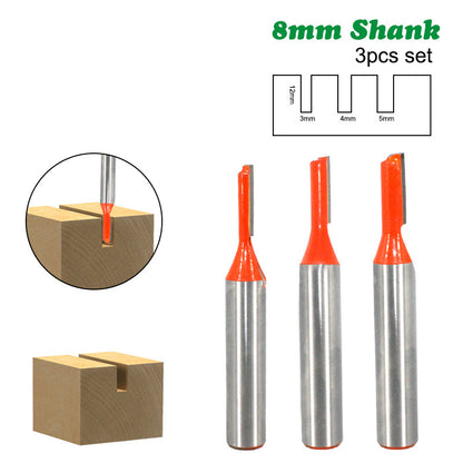 MC02083 3PCS 8mm Shank Woodworking Milling Cutter Knife Trimmer Cutter Set