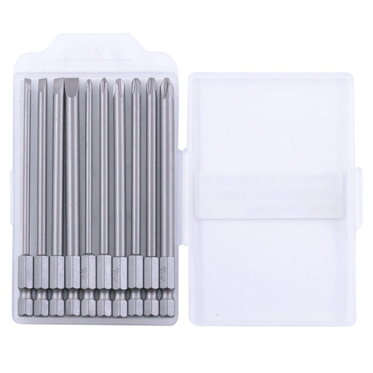 10PCS Hex Screwdriver Bit Heads Slotted Phillips Drill Head Set 100mm Length S2 Steel with Magnetic for Power Screwdriver Drill