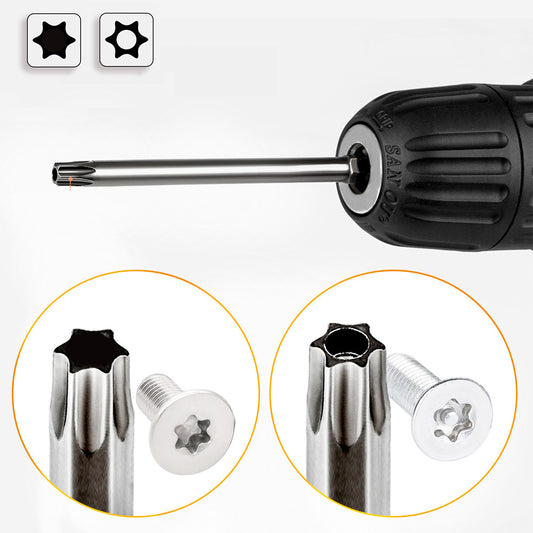 16PCS Torx Security Screwdriver Drill Bit Set S2 Steel 1 / 4 Inch Magnetic Hex Shank Star Bits