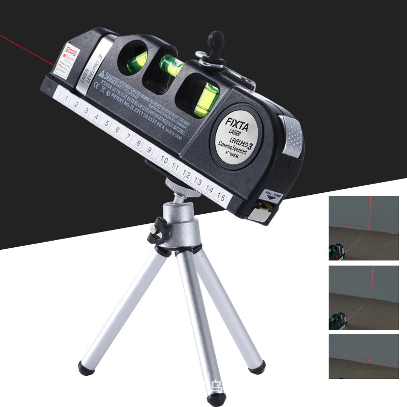 Cross / Straight Line Infrared Laser Level Multifunction Horizontal Vertical Laser Leveling Instrument Measure Tape with Tripod
