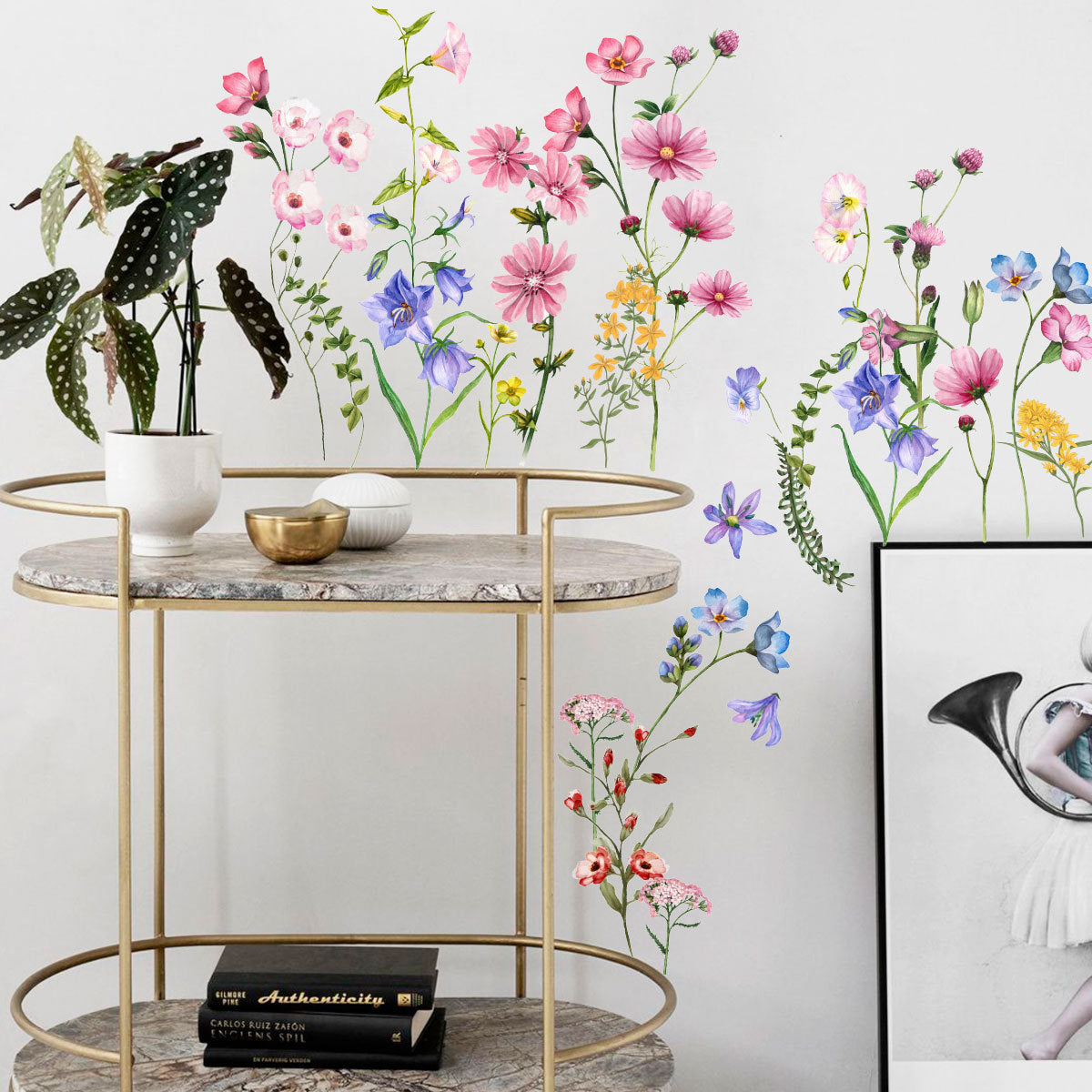 DZY187 2Pcs / Set Flower Plant Wall Decor Sticker Living Room Kindergarten Decal Wallpaper (No EN71 Certification)