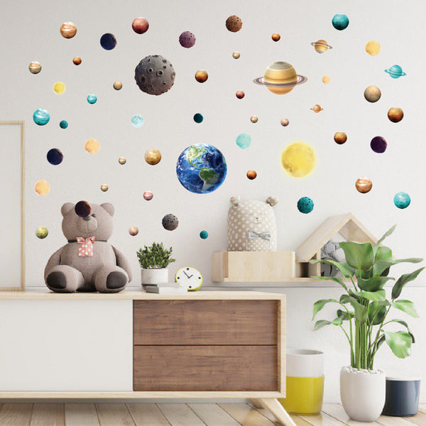 N1138 Cosmic Planets Wall Stickers Home Decor Decals DIY PVC Wallpapers for Kids Room Nursery Bedroom (No EN71 Certification)