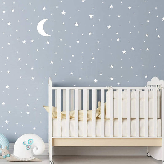 YY445 4Pcs / Set Star Moon Wall Stickers Children&#39;s Room Kindergarten DIY PVC Wall Art Decoration Stickers (without EN71 Certification)