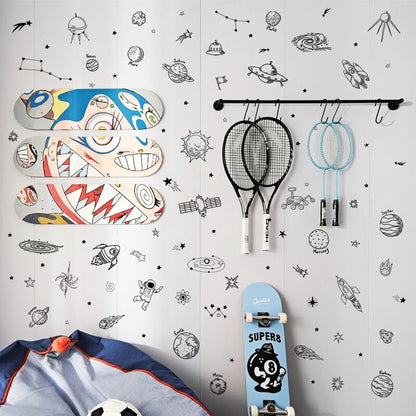 MS8069-NH 4Pcs / Set Kids Room Bedroom Wall Decorative Stickers Cartoon Universe Planet Wall Stickers (No EN71 Certification)